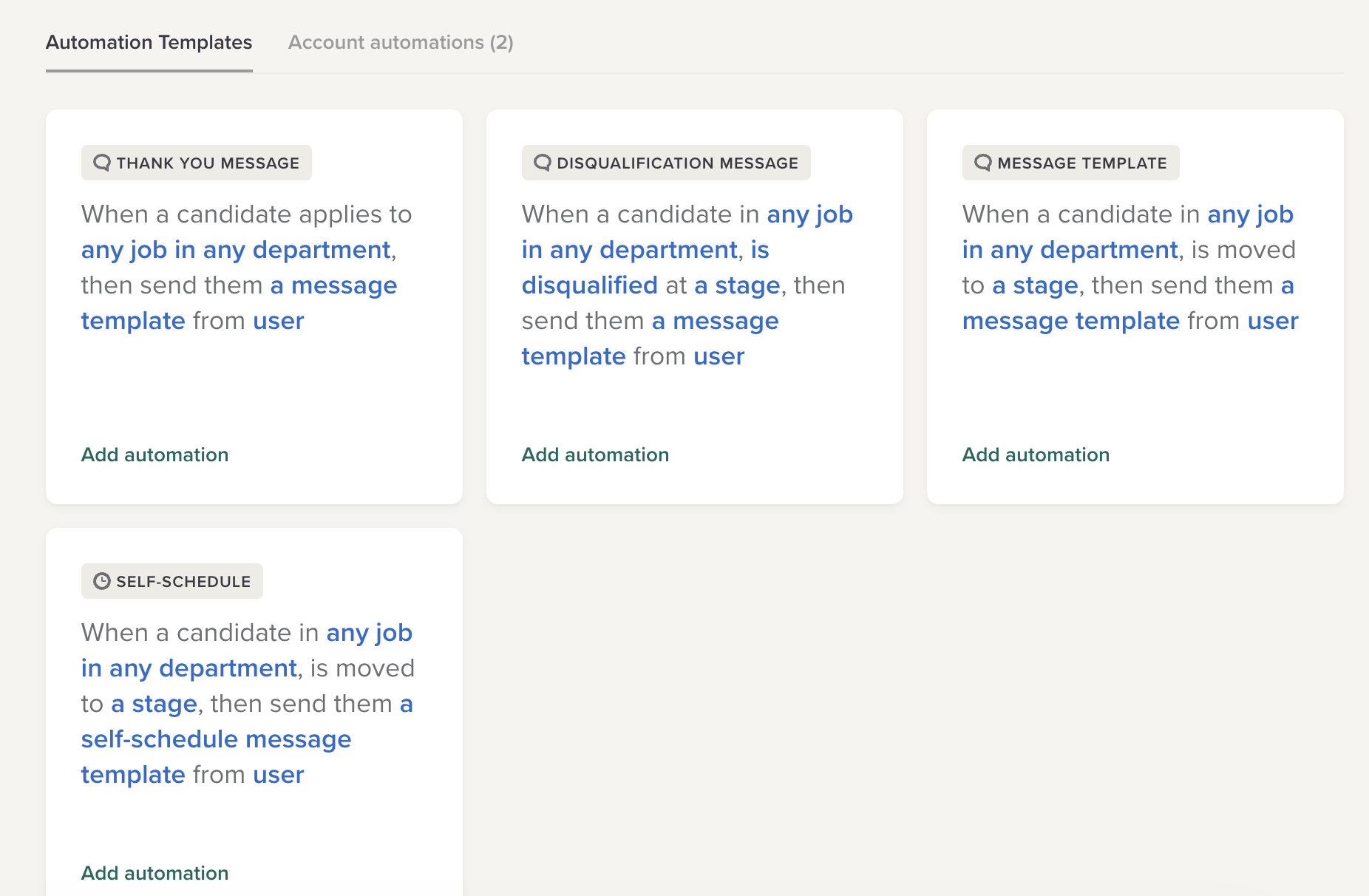 Automation templates